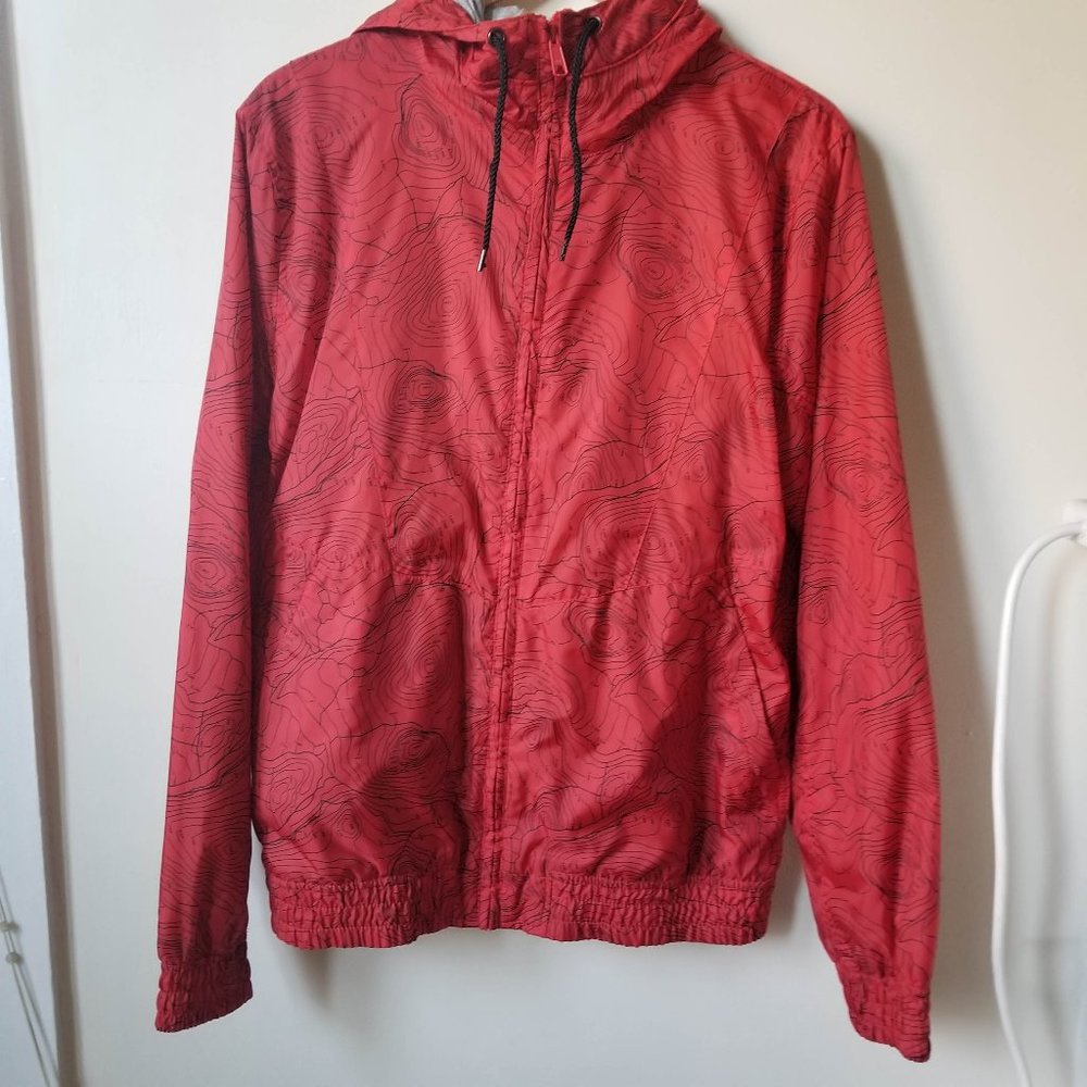 H&M Red Abstract Windbreaker